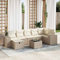 vidaXL Set Divano da Giardino 8 pz con Cuscini Beige in Polyrattan