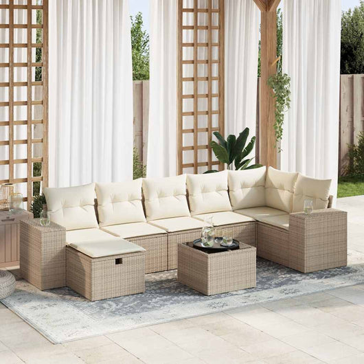 vidaXL Set Divano da Giardino 8 pz con Cuscini Beige in Polyrattan