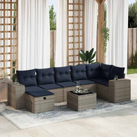 vidaXL Set Divano da Giardino 8 pz con Cuscini Grigio in Polyrattan