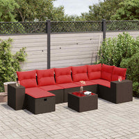 vidaXL Set Divani da Giardino 8 pz con Cuscini Marrone in Polyrattan