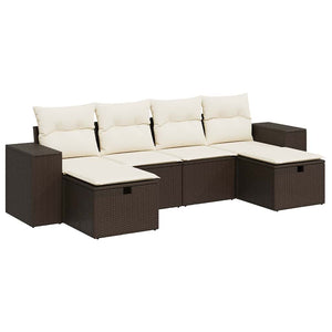 vidaXL Set Divano da Giardino 6 pz con Cuscini Marrone in Polyrattan