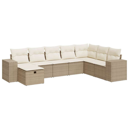 vidaXL Set Divano da Giardino 8 pz con Cuscini Beige in Polyrattan