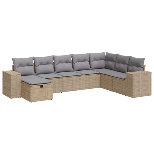 vidaXL Set Divano da Giardino 8 pz con Cuscini Beige in Polyrattan
