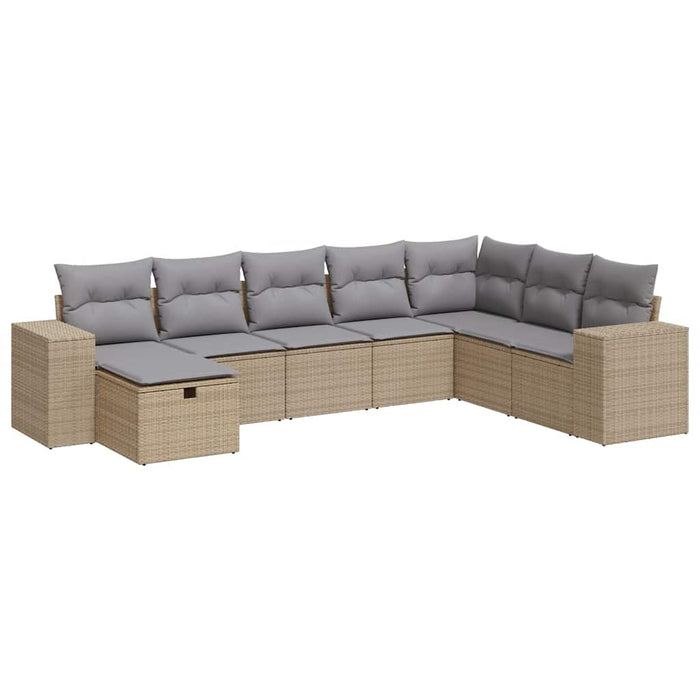 vidaXL Set Divano da Giardino 8 pz con Cuscini Beige in Polyrattan