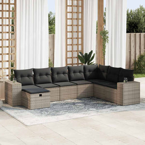 vidaXL Set Divano da Giardino 8 pz con Cuscini Grigio in Polyrattan