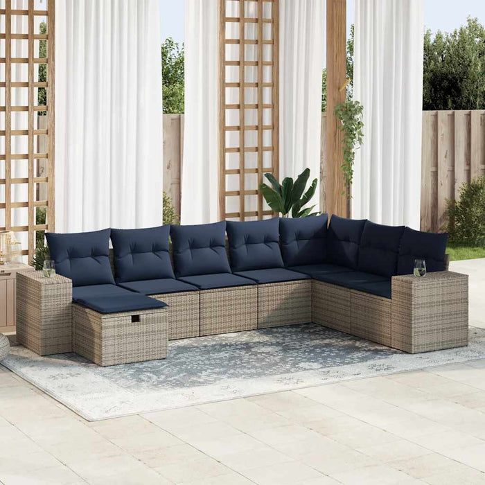 vidaXL Set Divano da Giardino 8 pz con Cuscini Grigio in Polyrattan