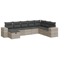 Set Divano da Giardino 8pz con Cuscini Grigio Chiaro Polyrattan