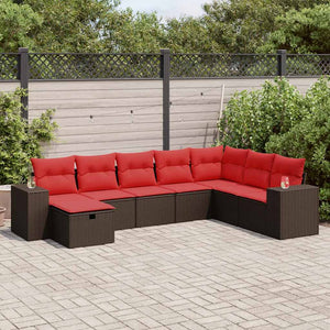 vidaXL Set Divani da Giardino 8 pz con Cuscini Marrone in Polyrattan