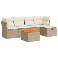 vidaXL Set Divano da Giardino 6 pz con Cuscini Beige in Polyrattan