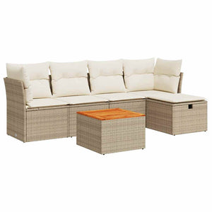 vidaXL Set Divano da Giardino 6 pz con Cuscini Beige in Polyrattan