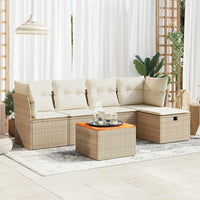 vidaXL Set Divano da Giardino 6 pz con Cuscini Beige in Polyrattan