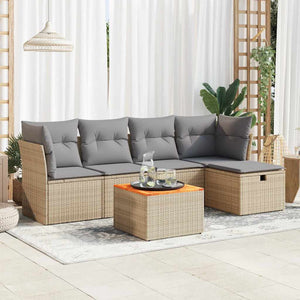 vidaXL Set Divano da Giardino 6 pz con Cuscini Beige in Polyrattan