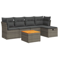 vidaXL Set Divano da Giardino 6 pz con Cuscini Grigio in Polyrattan