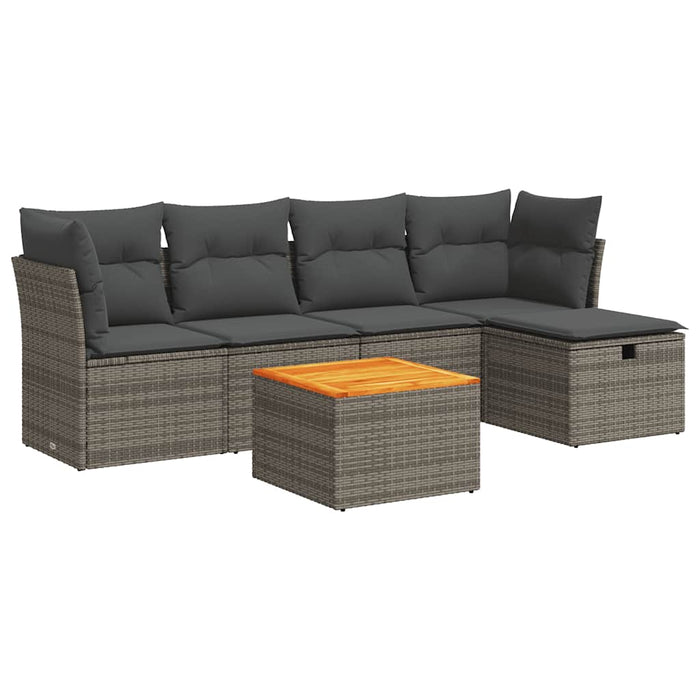 vidaXL Set Divano da Giardino 6 pz con Cuscini Grigio in Polyrattan