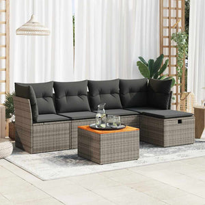 vidaXL Set Divano da Giardino 6 pz con Cuscini Grigio in Polyrattan