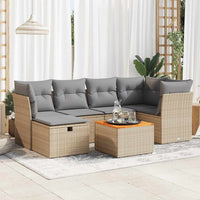 vidaXL Set Divani da Giardino 7 pz con Cuscini Beige in Polyrattan