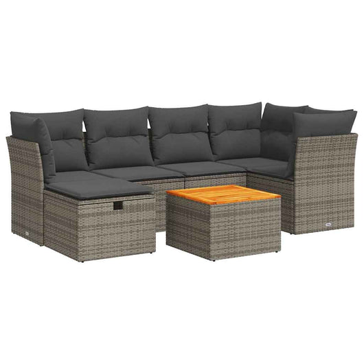 vidaXL Set Divani da Giardino 7 pz con Cuscini Grigio in Polyrattan