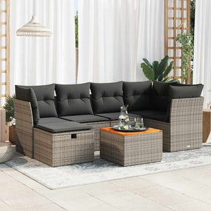 vidaXL Set Divani da Giardino 7 pz con Cuscini Grigio in Polyrattan