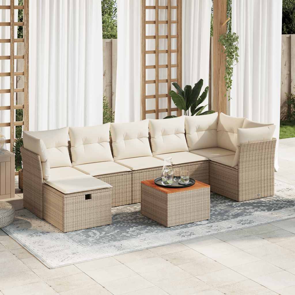 vidaXL Set Divano da Giardino 8 pz con Cuscini Beige in Polyrattan