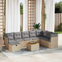 vidaXL Set Divano da Giardino 9 pz con Cuscini Beige in Polyrattan