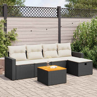 vidaXL Set Divano da Giardino 6 pz con Cuscini Nero in Polyrattan