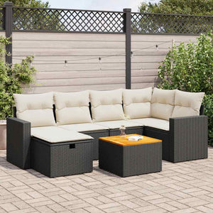 Set Divani da Giardino con Cuscini 7pz Nero Polyrattan 3325787