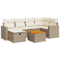 vidaXL Set Divani da Giardino 7 pz con Cuscini Beige in Polyrattan