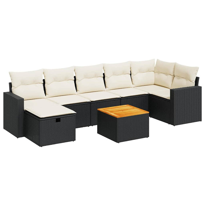 vidaXL Set Divani da Giardino con Cuscini 8 pz Nero in Polyrattan