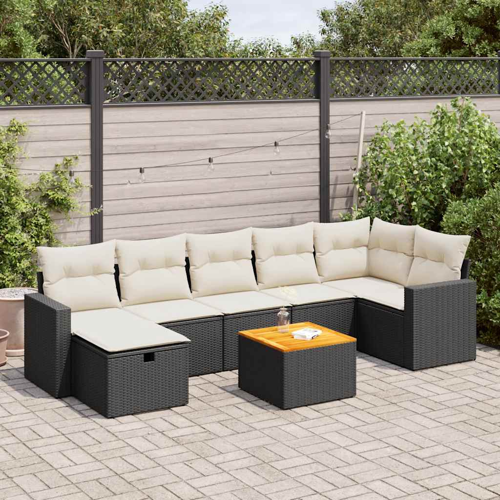 vidaXL Set Divani da Giardino con Cuscini 8 pz Nero in Polyrattan