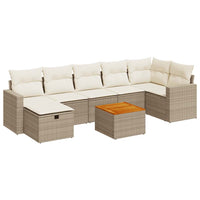 vidaXL Set Divano da Giardino 8 pz con Cuscini Beige in Polyrattan