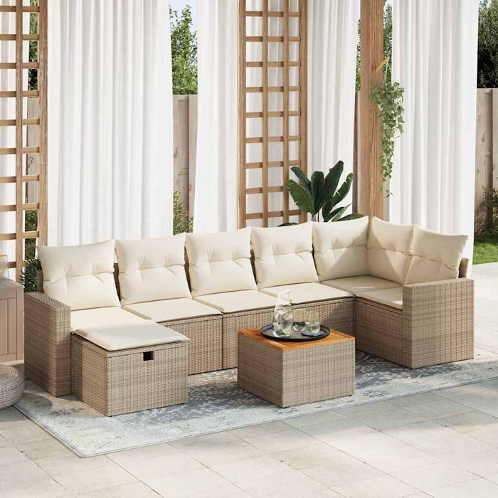 vidaXL Set Divano da Giardino 8 pz con Cuscini Beige in Polyrattan