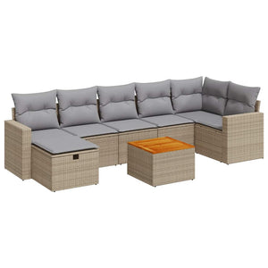 Set Divano da Giardino 8 pz con Cuscini Beige in Polyrattan 3325797