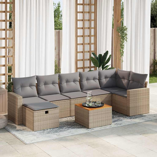 vidaXL Set Divano da Giardino 8 pz con Cuscini Beige in Polyrattan