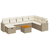 Set Divano da Giardino 9 pz con Cuscini Beige in Polyrattan 3325803