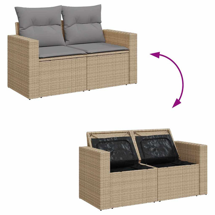 vidaXL Set Divano da Giardino 9 pz con Cuscini Beige in Polyrattan