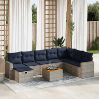 vidaXL Set Divano da Giardino 9 pz con Cuscini Grigio in Polyrattan
