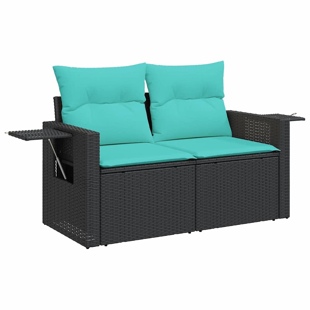 Set Divano da Giardino 6 pz con Cuscini Nero in Polyrattan 3325809