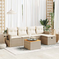 vidaXL Set Divano da Giardino 6 pz con Cuscini Beige in Polyrattan
