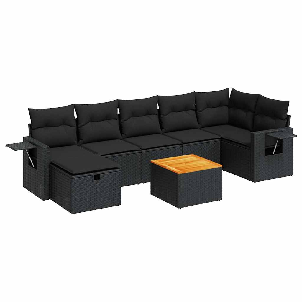 Set Divani da Giardino con Cuscini 8 pz Nero in Polyrattan 3325821