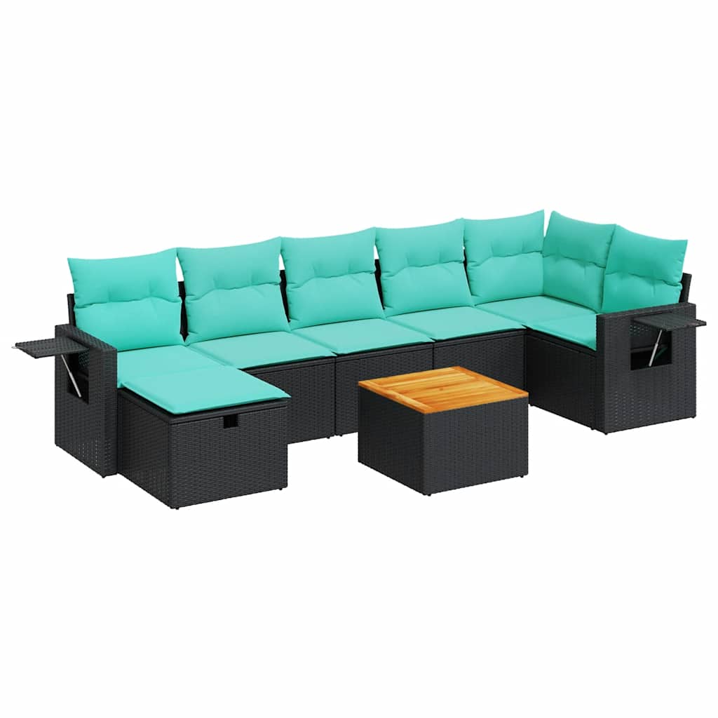 Set Divani da Giardino con Cuscini 8 pz Nero in Polyrattan 3325823