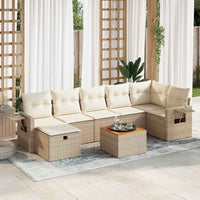 vidaXL Set Divano da Giardino 8 pz con Cuscini Beige in Polyrattan