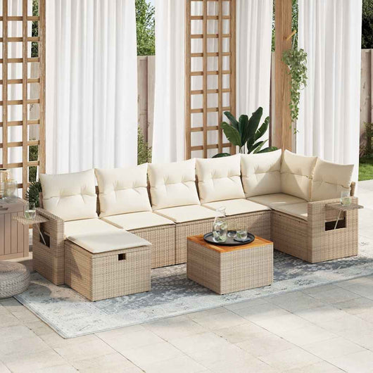 vidaXL Set Divano da Giardino 8 pz con Cuscini Beige in Polyrattan