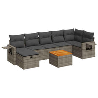vidaXL Set Divano da Giardino 8 pz con Cuscini Grigio in Polyrattan