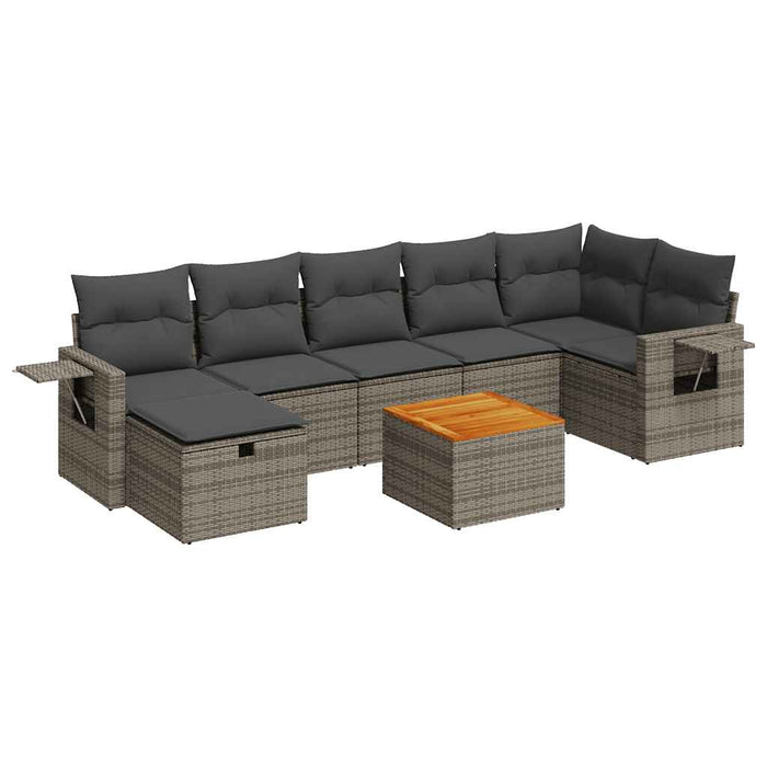 vidaXL Set Divano da Giardino 8 pz con Cuscini Grigio in Polyrattan