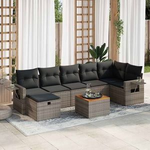 vidaXL Set Divano da Giardino 8 pz con Cuscini Grigio in Polyrattan