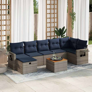 vidaXL Set Divano da Giardino 8 pz con Cuscini Grigio in Polyrattan