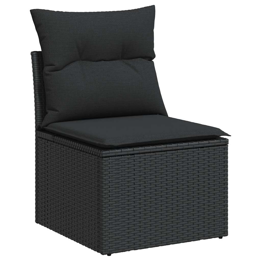 Set Divani da Giardino 9 pz con Cuscini Nero in Polyrattan 3325828