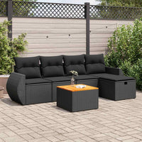 Set Divano da Giardino 6 pz con Cuscini Nero in Polyrattan