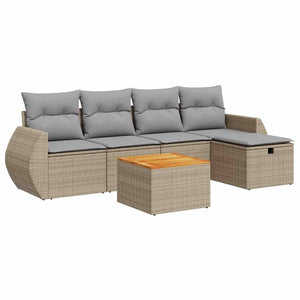 vidaXL Set Divano da Giardino 6 pz con Cuscini Beige in Polyrattan