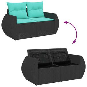 Set Divani da Giardino con Cuscini 7pz Nero Polyrattan 3325844